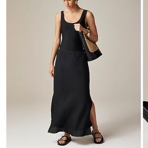 J Crew New Gwyneth slip skirt in black linen Sz Med
